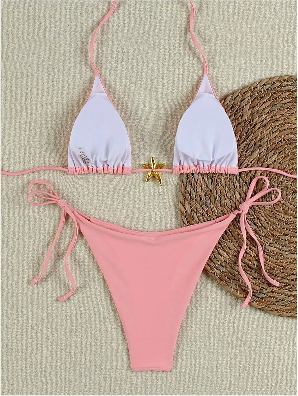 SHENHE Women's Triangle String Bikini Set 2 Piece Halter Swimsuits Starfish Metal Linked Swim Set