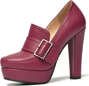 SHODENSE Women Vintage Chunky Platform Loafers Pumps Tassel Round Closed Toe Slip On Suede Block High Heel Dress Loafer Shoes Buckle Strap Oxford Loafers Fringe Pump Dressy Chic Sexy Y2k 4-11 M US