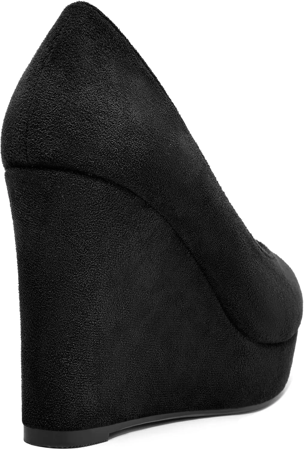 SHOWFOREST Womens Slip On Suede Dating Solid Peep Toe Sexy Wedge High Heel Pumps Shoes 4 Inch