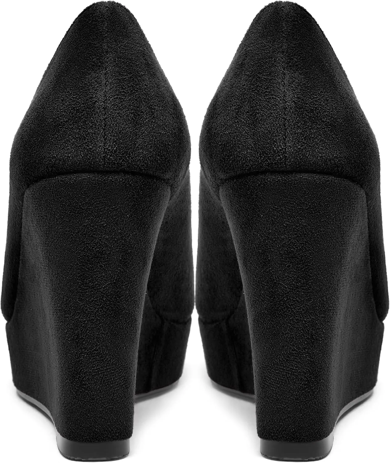 SHOWFOREST Womens Slip On Suede Dating Solid Peep Toe Sexy Wedge High Heel Pumps Shoes 4 Inch