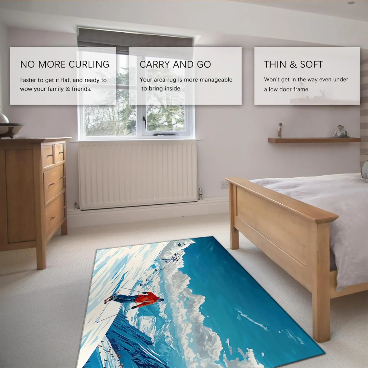 Ski Resort Feeling Area Rugs 3'3"x4'6" High-Altitude Sports Washable Rug Anti-Fatigue Anti-Slip Protection Carpets for Entryway Hallway