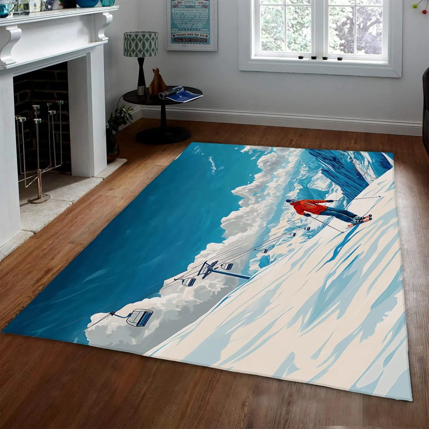 Ski Resort Feeling Area Rugs 3'3"x4'6" High-Altitude Sports Washable Rug Anti-Fatigue Anti-Slip Protection Carpets for Entryway Hallway