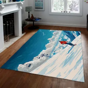 Ski Resort Feeling Area Rugs 3'3"x4'6" High-Altitude Sports Washable Rug Anti-Fatigue Anti-Slip Protection Carpets for Entryway Hallway