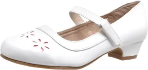 SOBEYO Girls' Dress Shoes Mary Jane Low Heel Flowers Cut Out Accents Leather Lining Insole Comfortable Memory Foam Cushion Wedding Party Princess Pump School Shoe