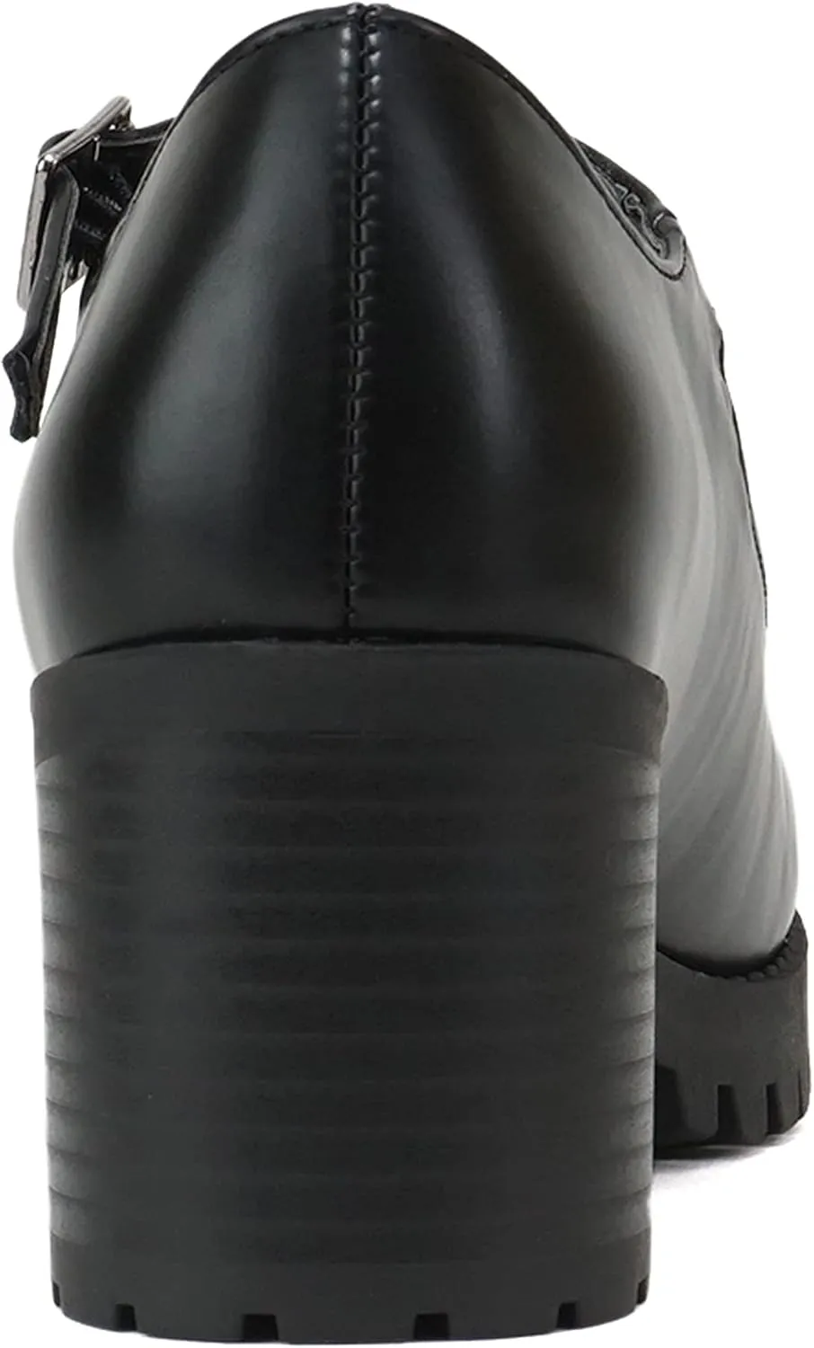 Soda “Boxer” ~ Women Mary Jane Round Toe Chunky Block Heel Lug Sole Pump with Adjustable Strap