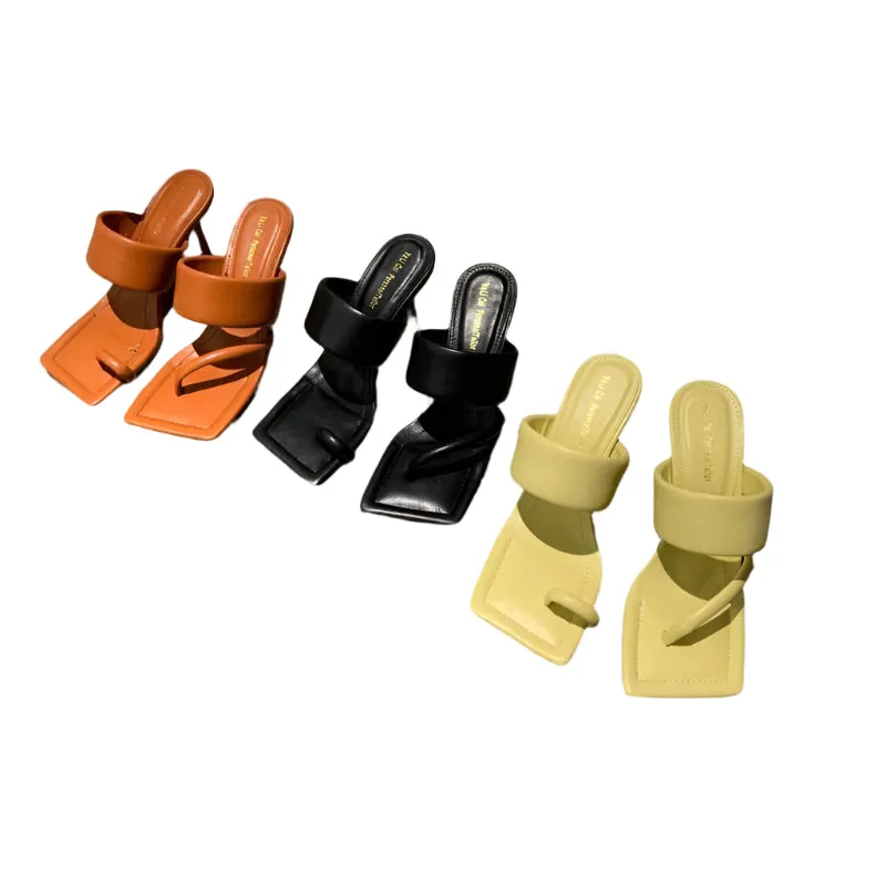 Square Toe Flip-Flop High Heel Sandals