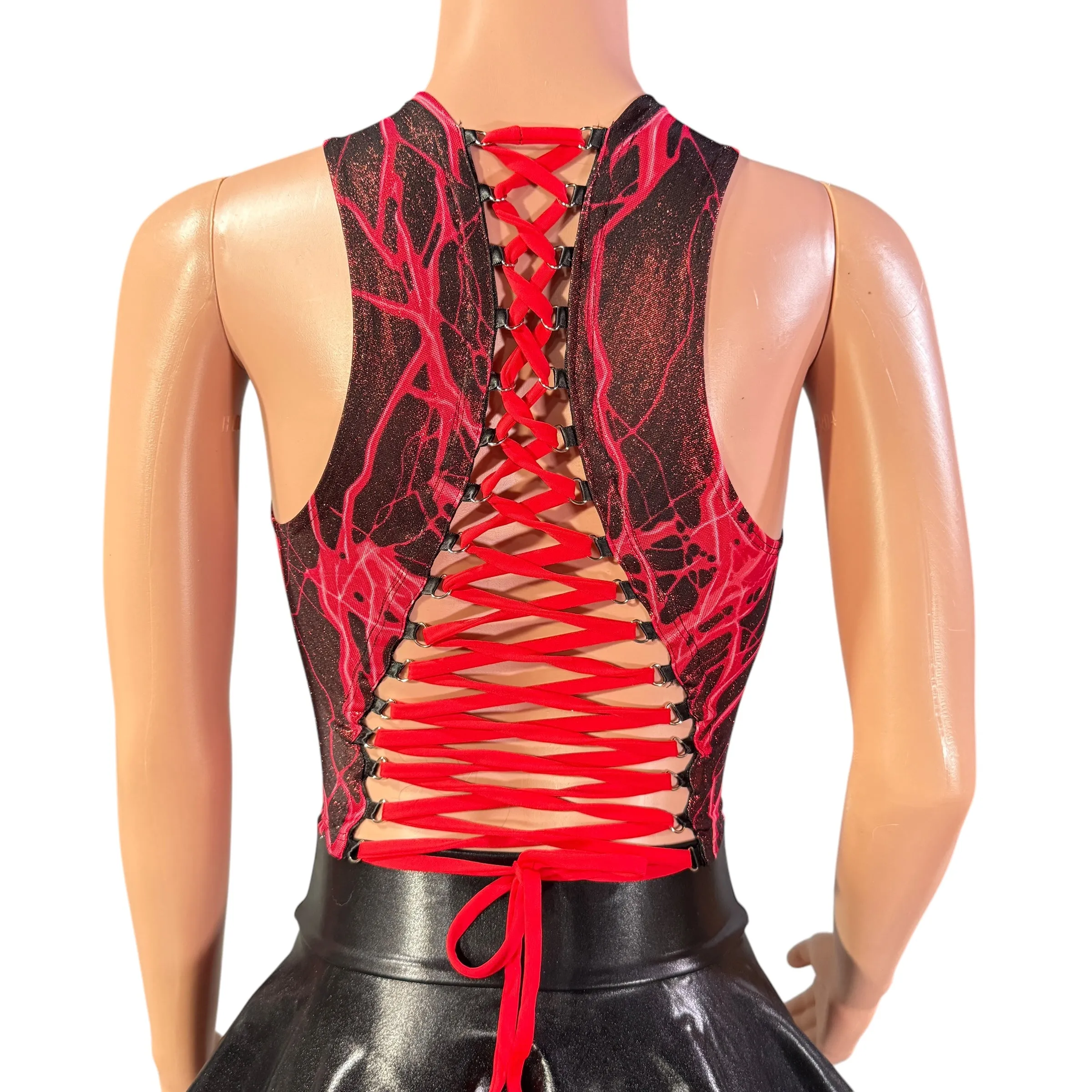Strappy Top Reversible in Red Lightning Metallic - Lace-Up Top