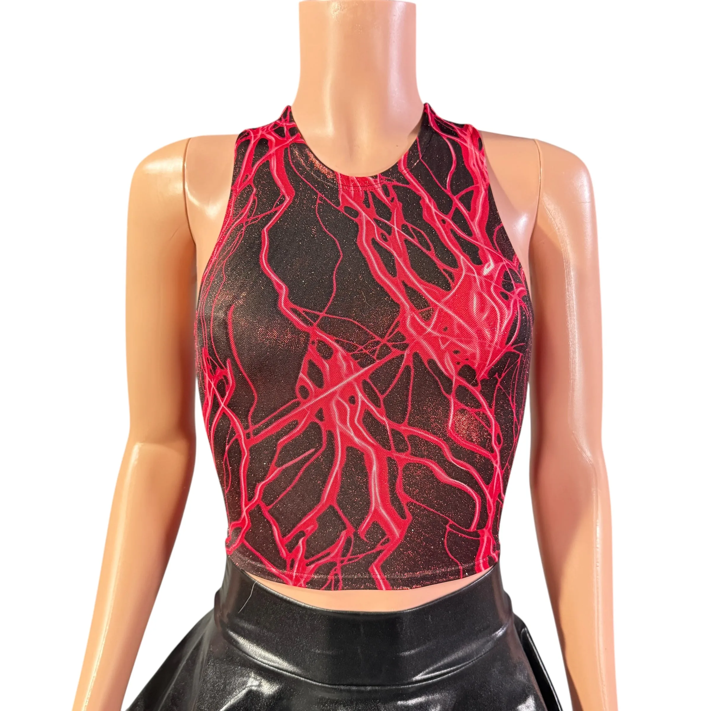Strappy Top Reversible in Red Lightning Metallic - Lace-Up Top