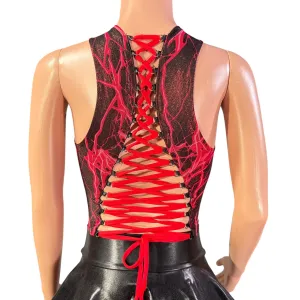 Strappy Top Reversible in Red Lightning Metallic - Lace-Up Top