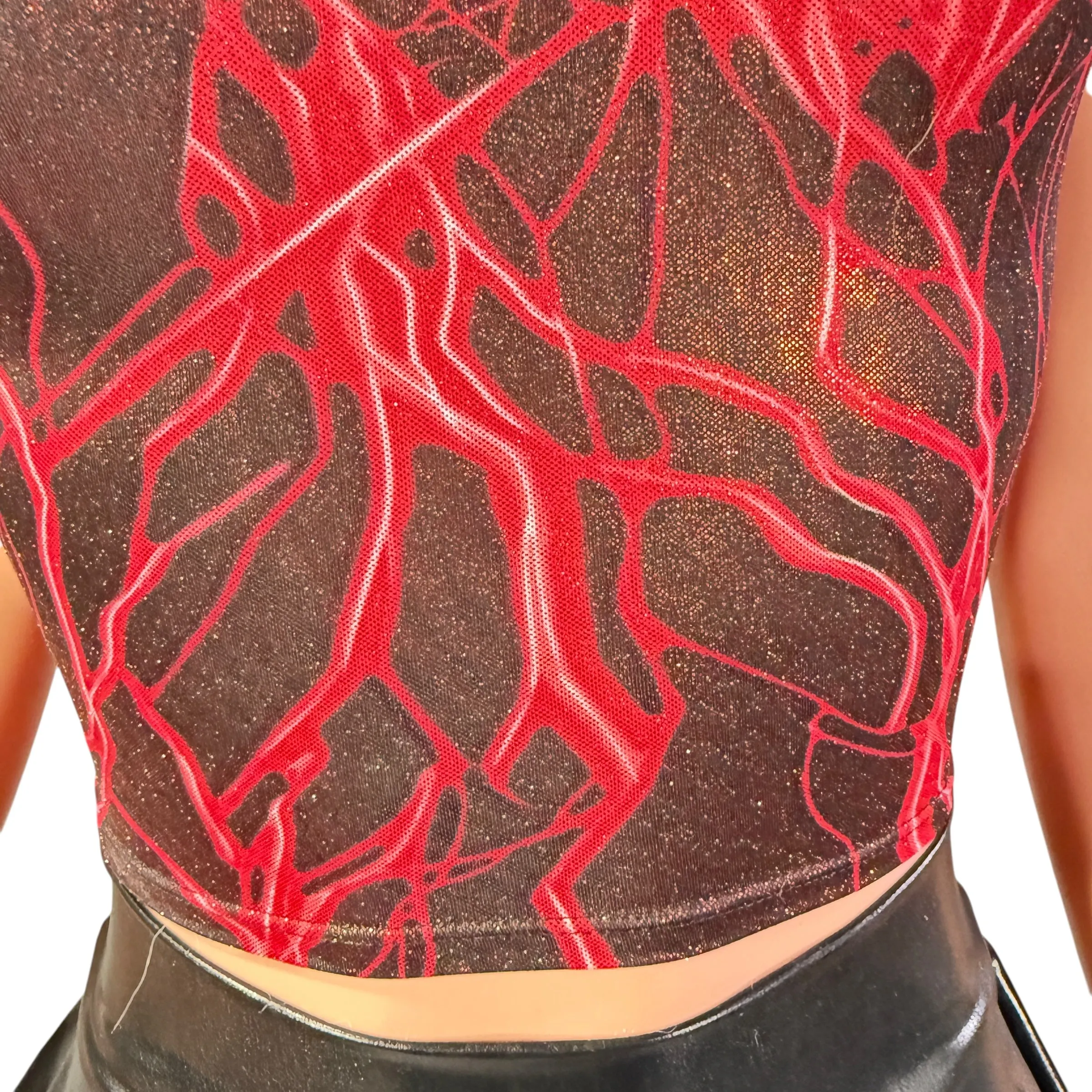 Strappy Top Reversible in Red Lightning Metallic - Lace-Up Top