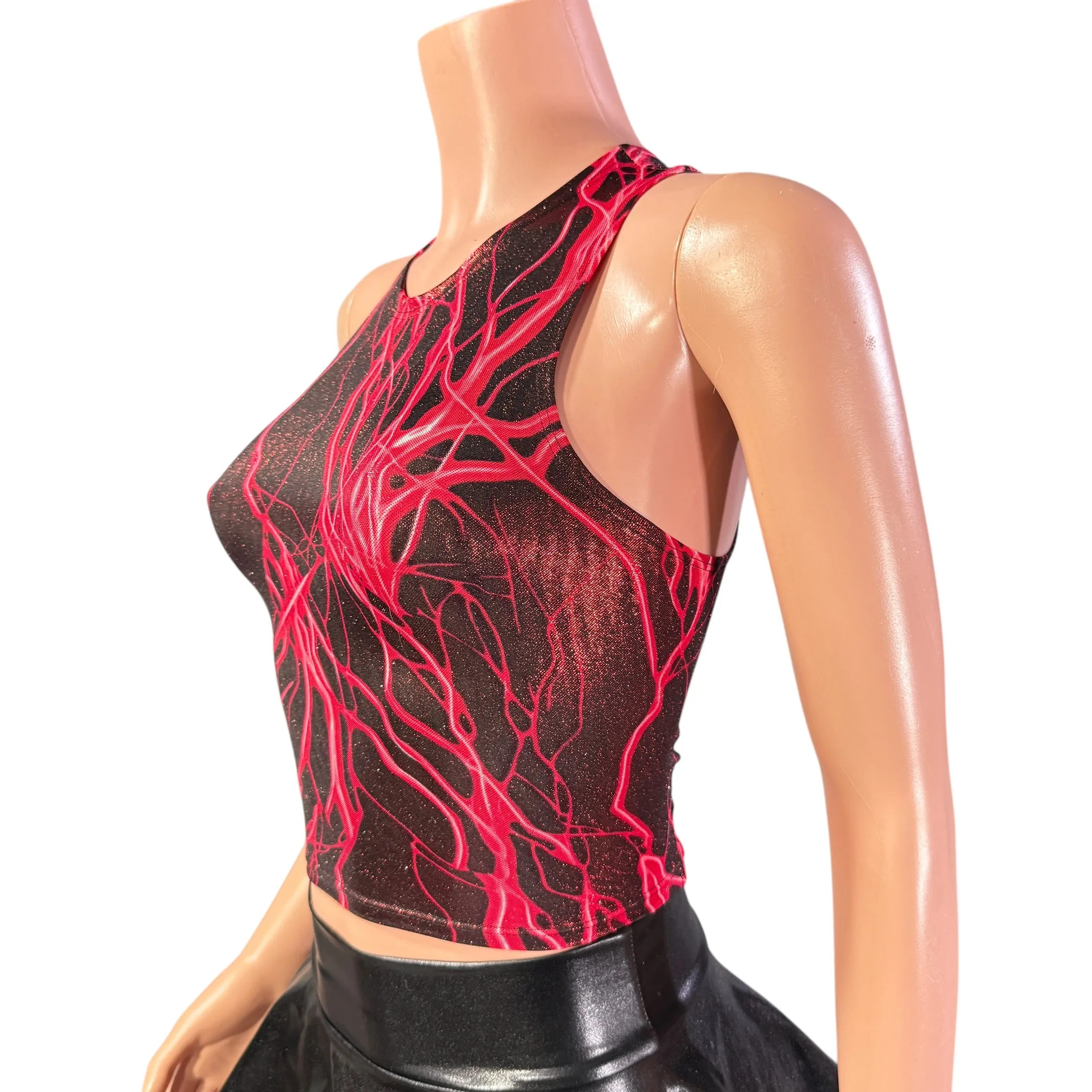 Strappy Top Reversible in Red Lightning Metallic - Lace-Up Top