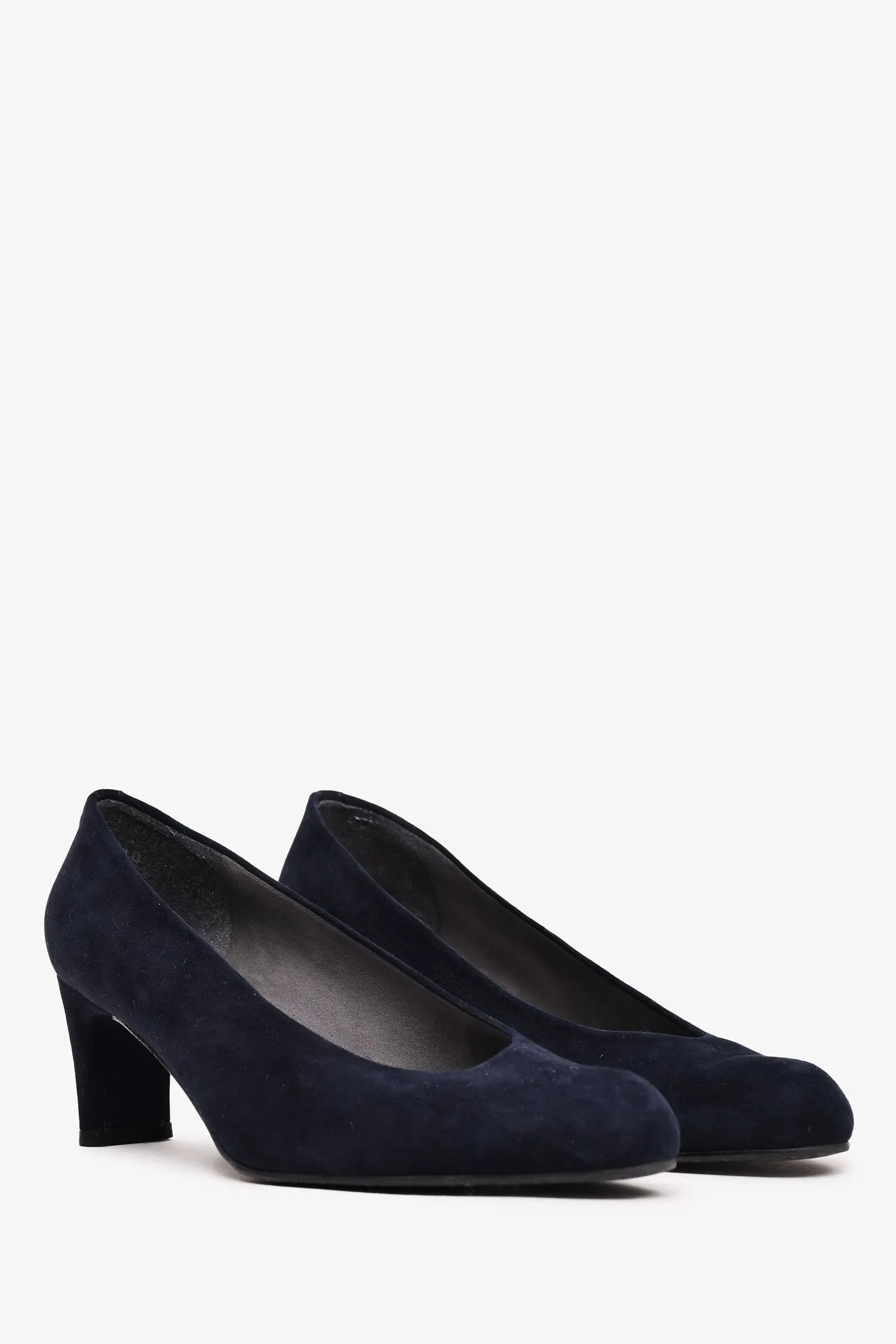 Stuart Weitzman Navy Suede Leather Logo Chip Pump Heels Size 7