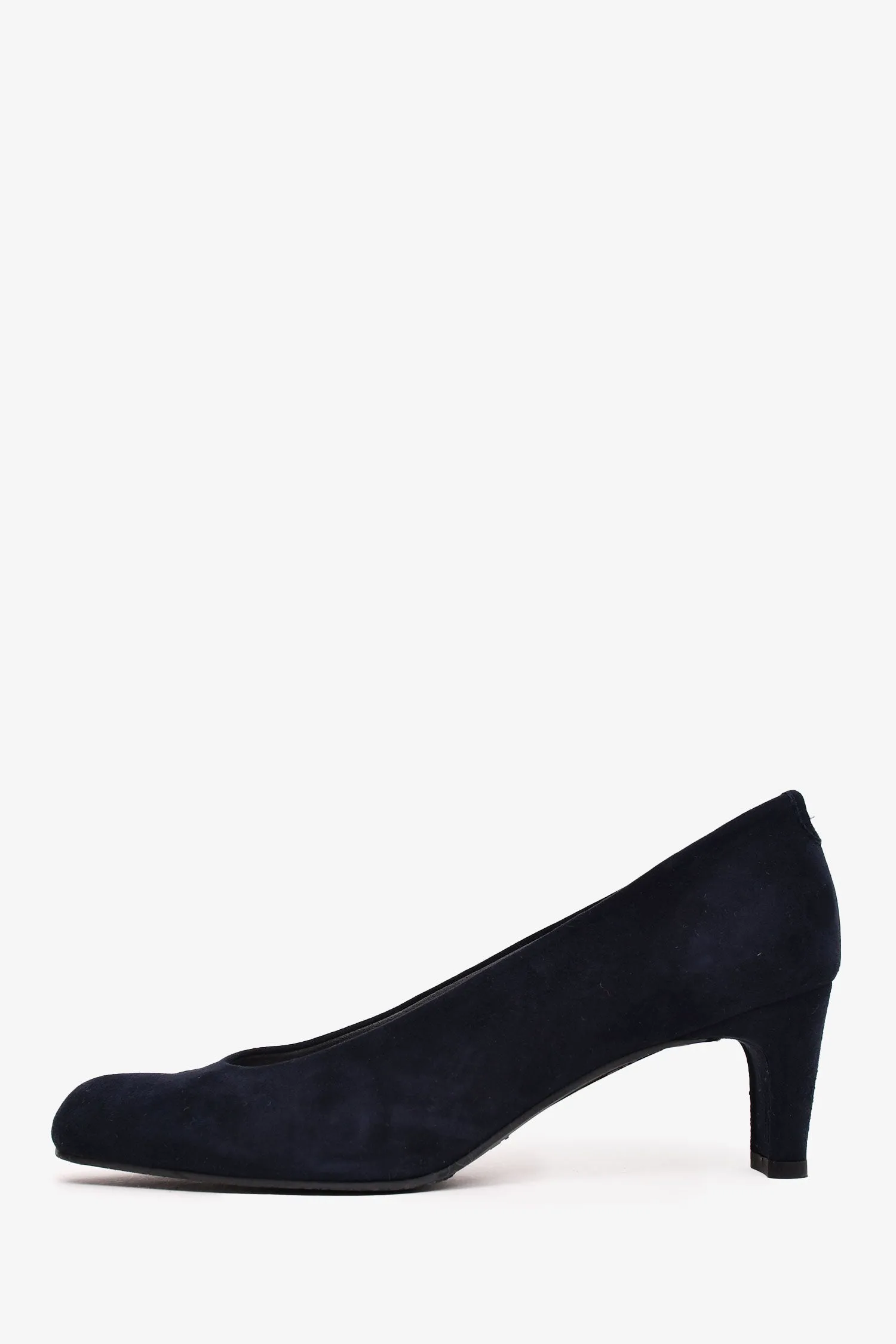 Stuart Weitzman Navy Suede Leather Logo Chip Pump Heels Size 7