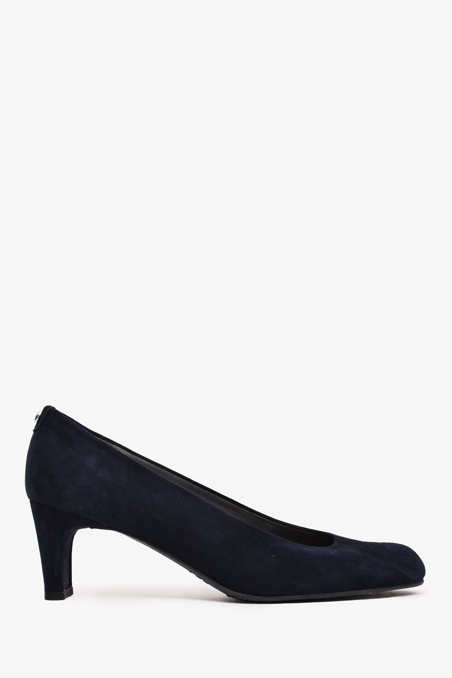 Stuart Weitzman Navy Suede Leather Logo Chip Pump Heels Size 7