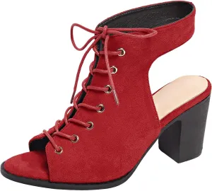 SuanlaTDS Womens High Heels Sandals 2025 Dressy Lace Up Open Toe Slingback Ankle Boots Elegant Summer Chunky Block Heel Comfortable Walking Shoes Sexy Dressy Party Wedding Pumps Heeled Sandal