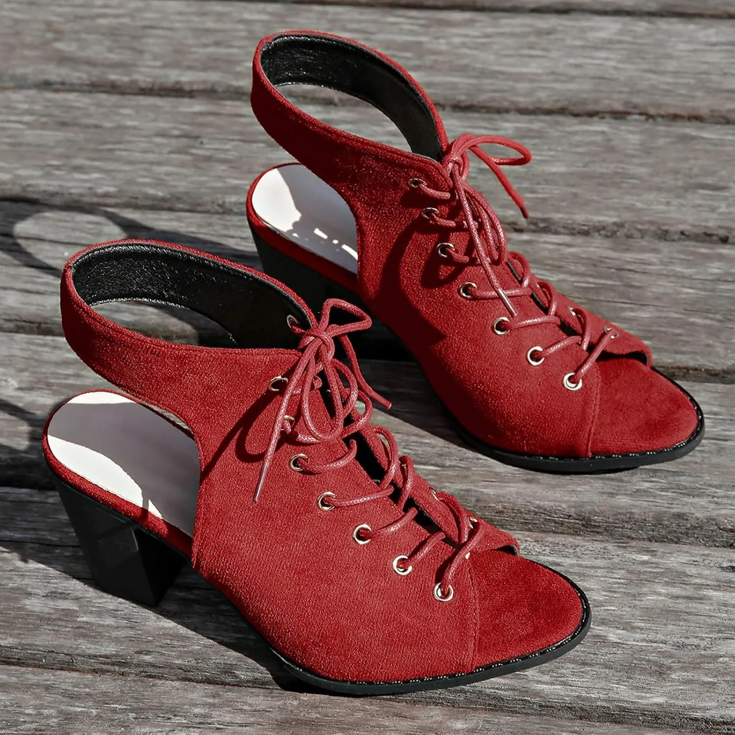 SuanlaTDS Womens High Heels Sandals 2025 Dressy Lace Up Open Toe Slingback Ankle Boots Elegant Summer Chunky Block Heel Comfortable Walking Shoes Sexy Dressy Party Wedding Pumps Heeled Sandal
