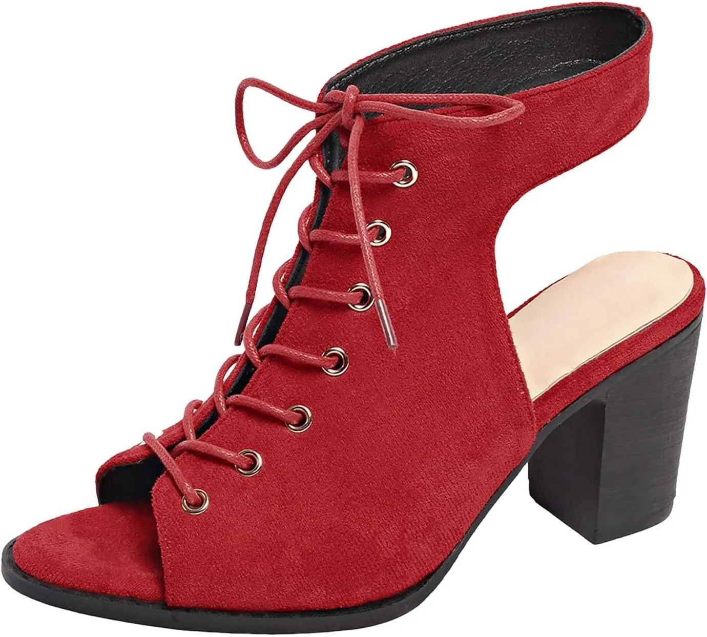 SuanlaTDS Womens High Heels Sandals 2025 Dressy Lace Up Open Toe Slingback Ankle Boots Elegant Summer Chunky Block Heel Comfortable Walking Shoes Sexy Dressy Party Wedding Pumps Heeled Sandal