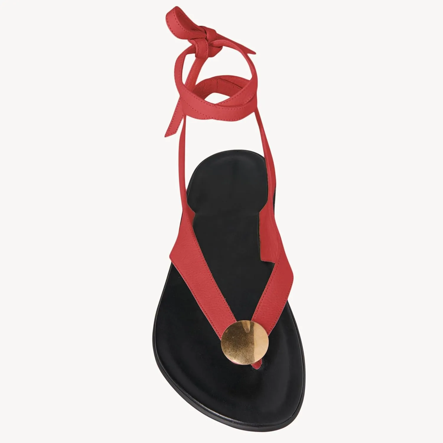 Suede Flat Sandals for Women Cute Ankle Strappy Thong Sandals Ladies Summer Dress Flip Flops with Metal Circular