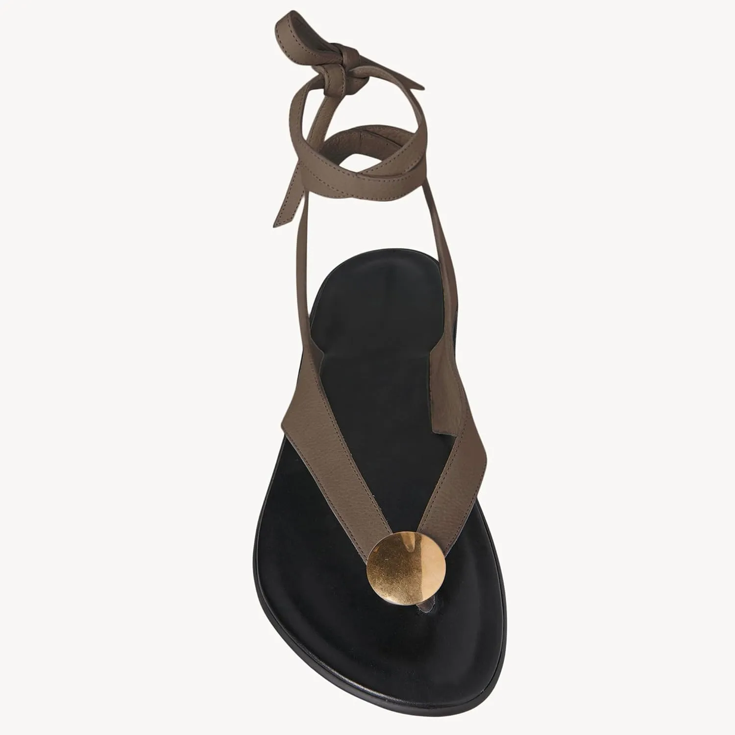 Suede Flat Sandals for Women Cute Ankle Strappy Thong Sandals Ladies Summer Dress Flip Flops with Metal Circular