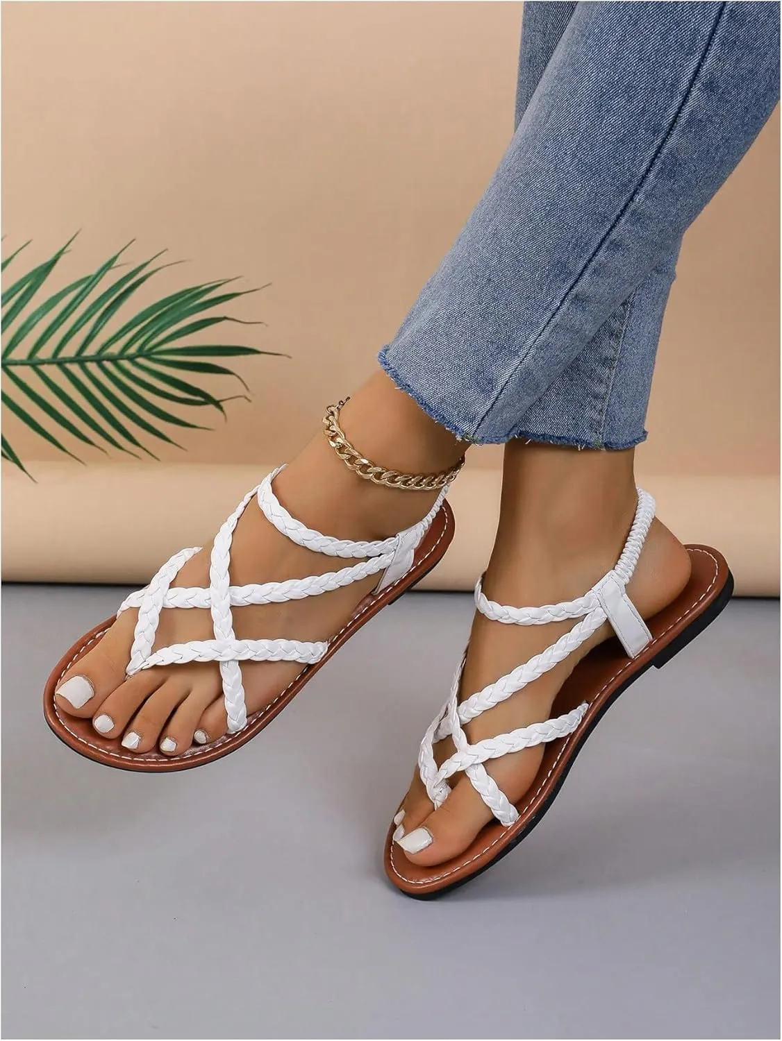SweatyRocks Women's Braided Strappy Thong Sandals Criss Cross Open Toe Slingback Flip Flops