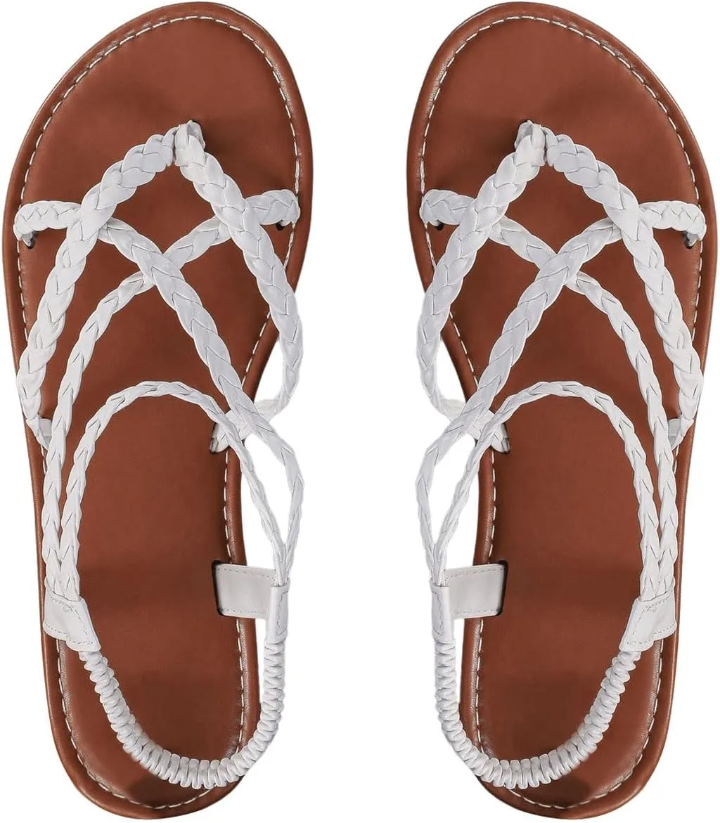 SweatyRocks Women's Braided Strappy Thong Sandals Criss Cross Open Toe Slingback Flip Flops