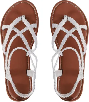 SweatyRocks Women's Braided Strappy Thong Sandals Criss Cross Open Toe Slingback Flip Flops