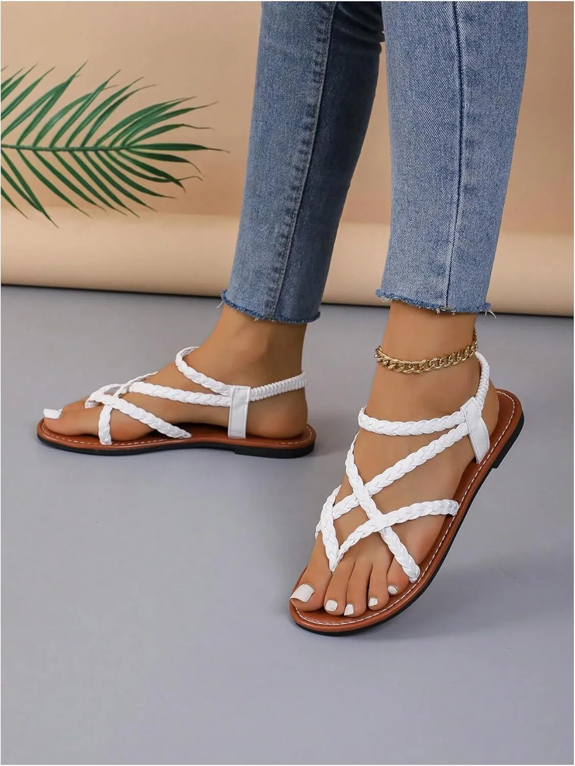 SweatyRocks Women's Braided Strappy Thong Sandals Criss Cross Open Toe Slingback Flip Flops