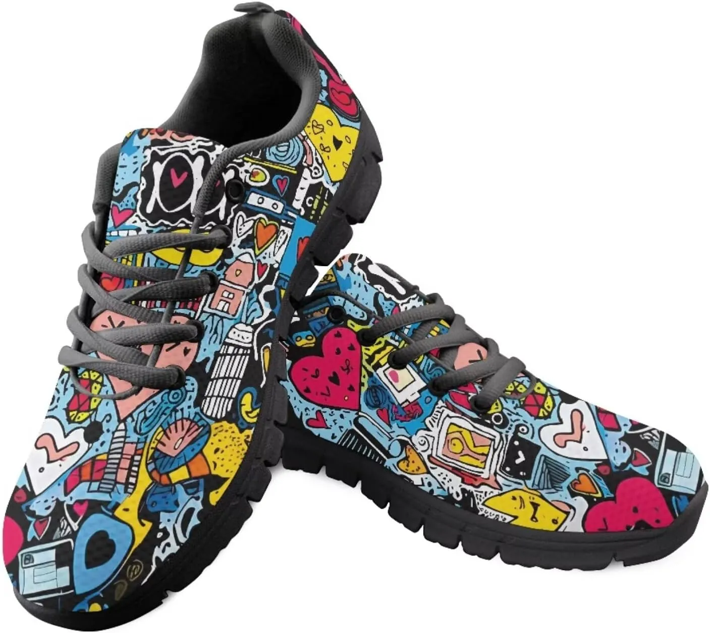 SYtrade Sneakers for Women Tennis Shoes Breathable Lightweight Walking Shoes Black Sole