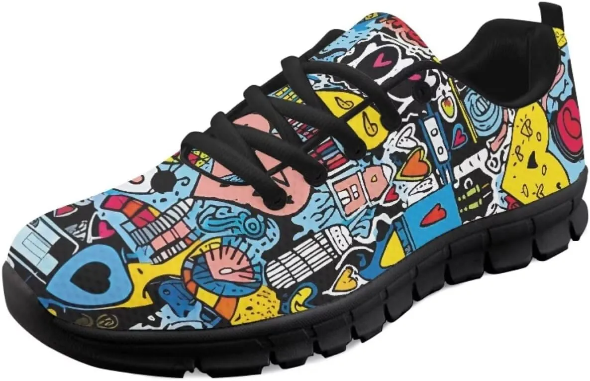 SYtrade Sneakers for Women Tennis Shoes Breathable Lightweight Walking Shoes Black Sole