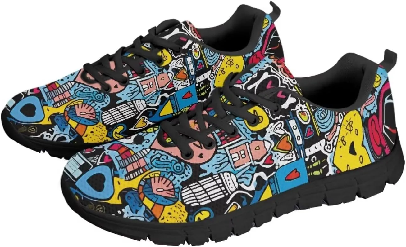 SYtrade Sneakers for Women Tennis Shoes Breathable Lightweight Walking Shoes Black Sole