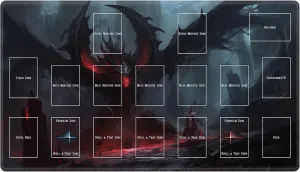 TCG Playmat - Lava Dragon Card Playmat Board Game Gamemat with Stitched Edges, Trading Card Game Duel Mat Gaming Competition Pad Card Binder Deck 23.6" x 13.7" with Zones