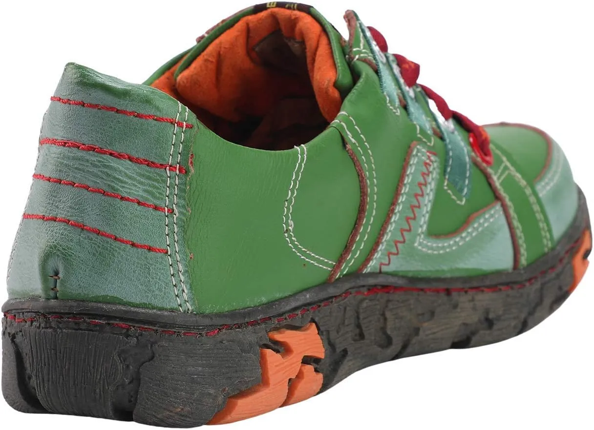 TMA EYES Genuine Leather Women's Flat Fashion Sneaker Shoes for Outdoor