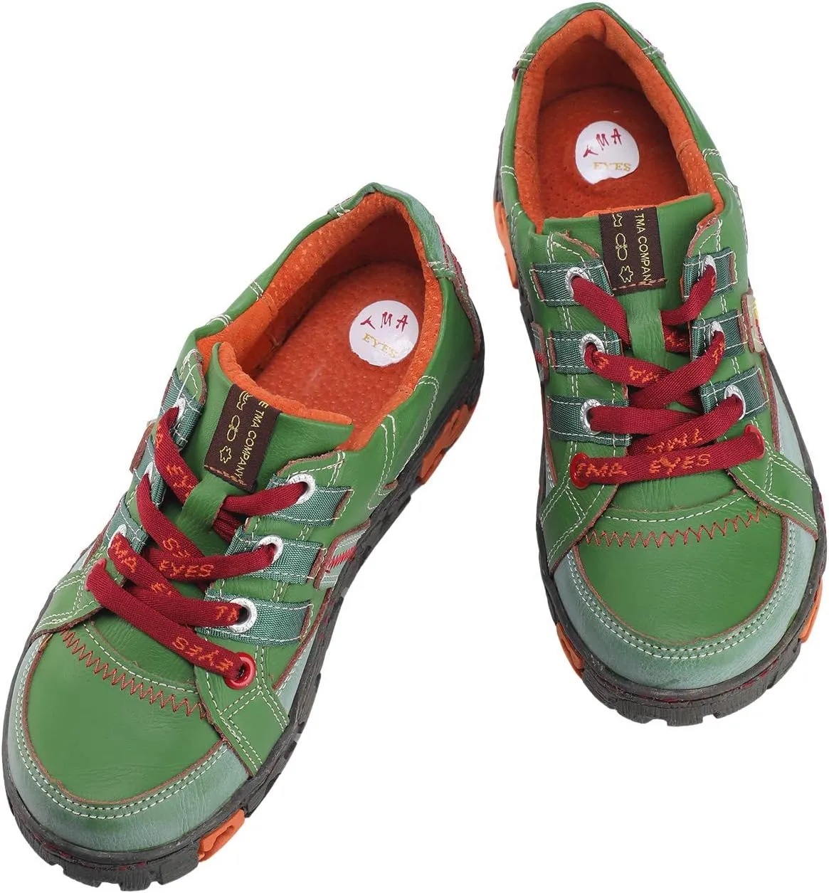 TMA EYES Genuine Leather Women's Flat Fashion Sneaker Shoes for Outdoor