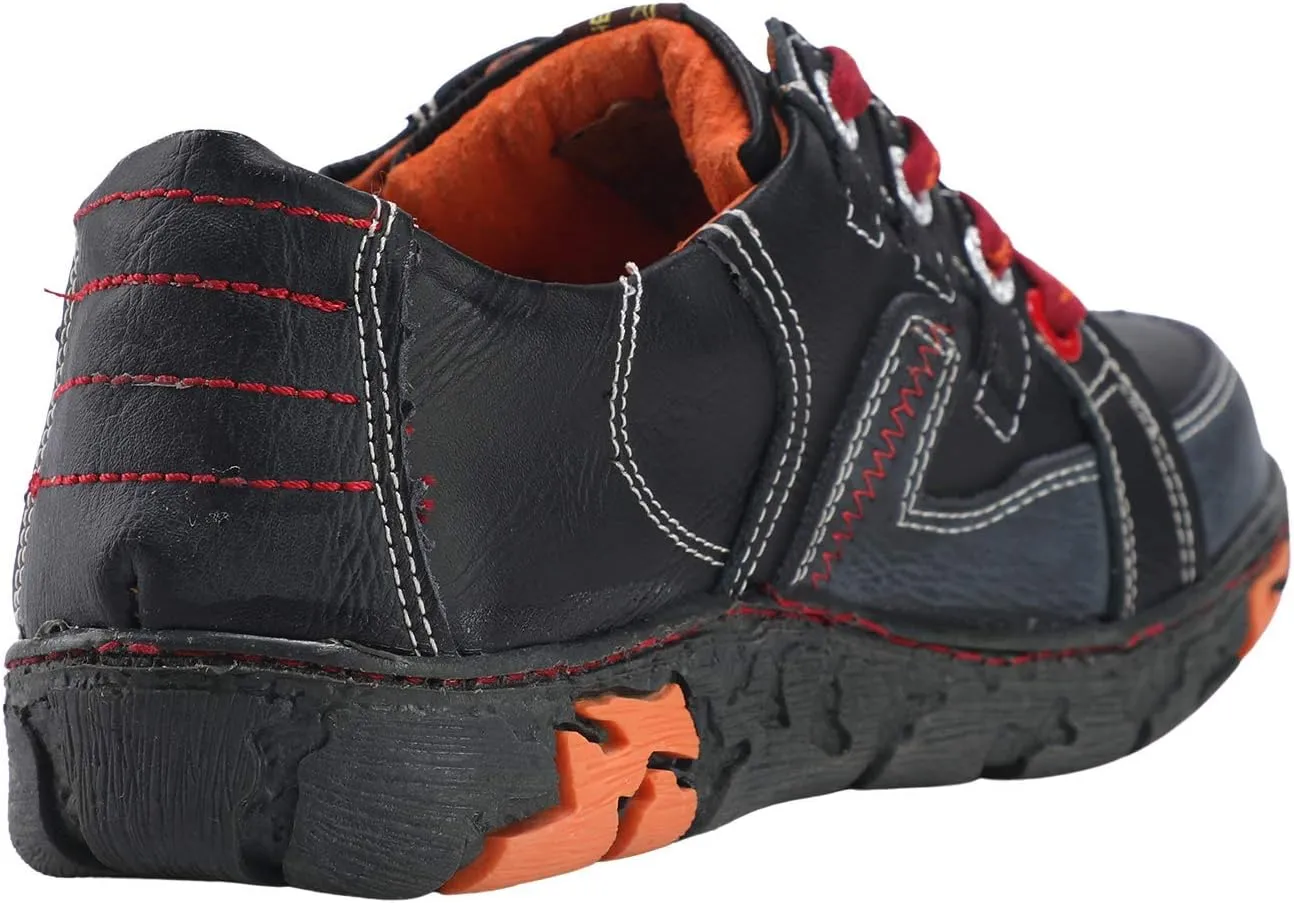 TMA EYES Genuine Leather Women's Flat Fashion Sneaker Shoes for Outdoor