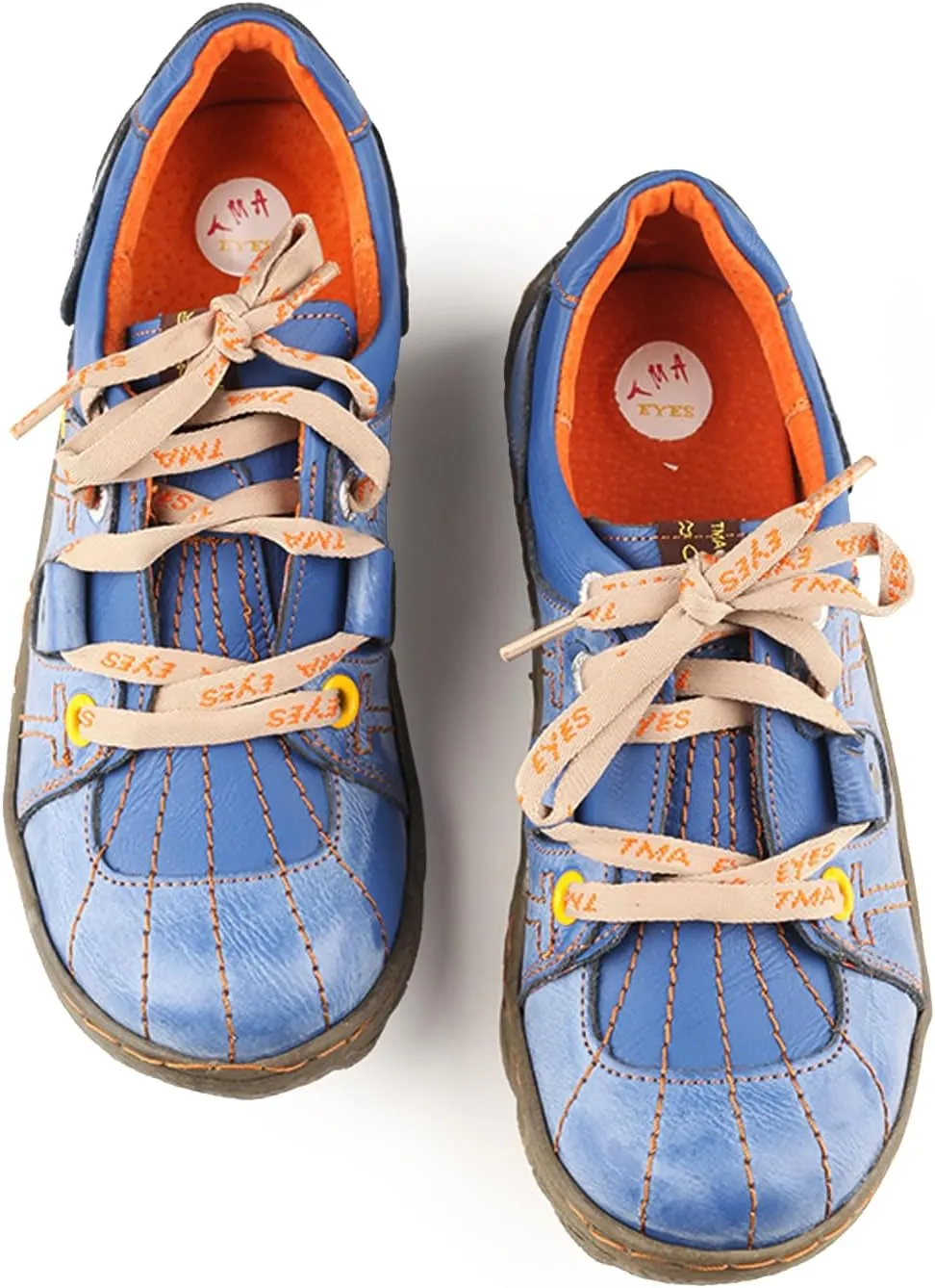 TMA EYES Women's Sneaker Genuine Leather Flat Shoes for Outdoor Sports Casual Shoes