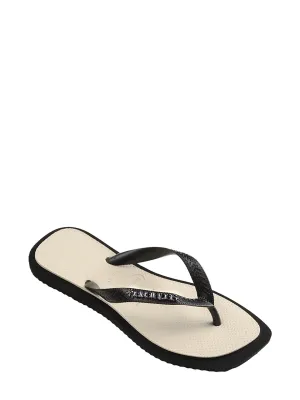 Top square fusion flip-flops, black-white