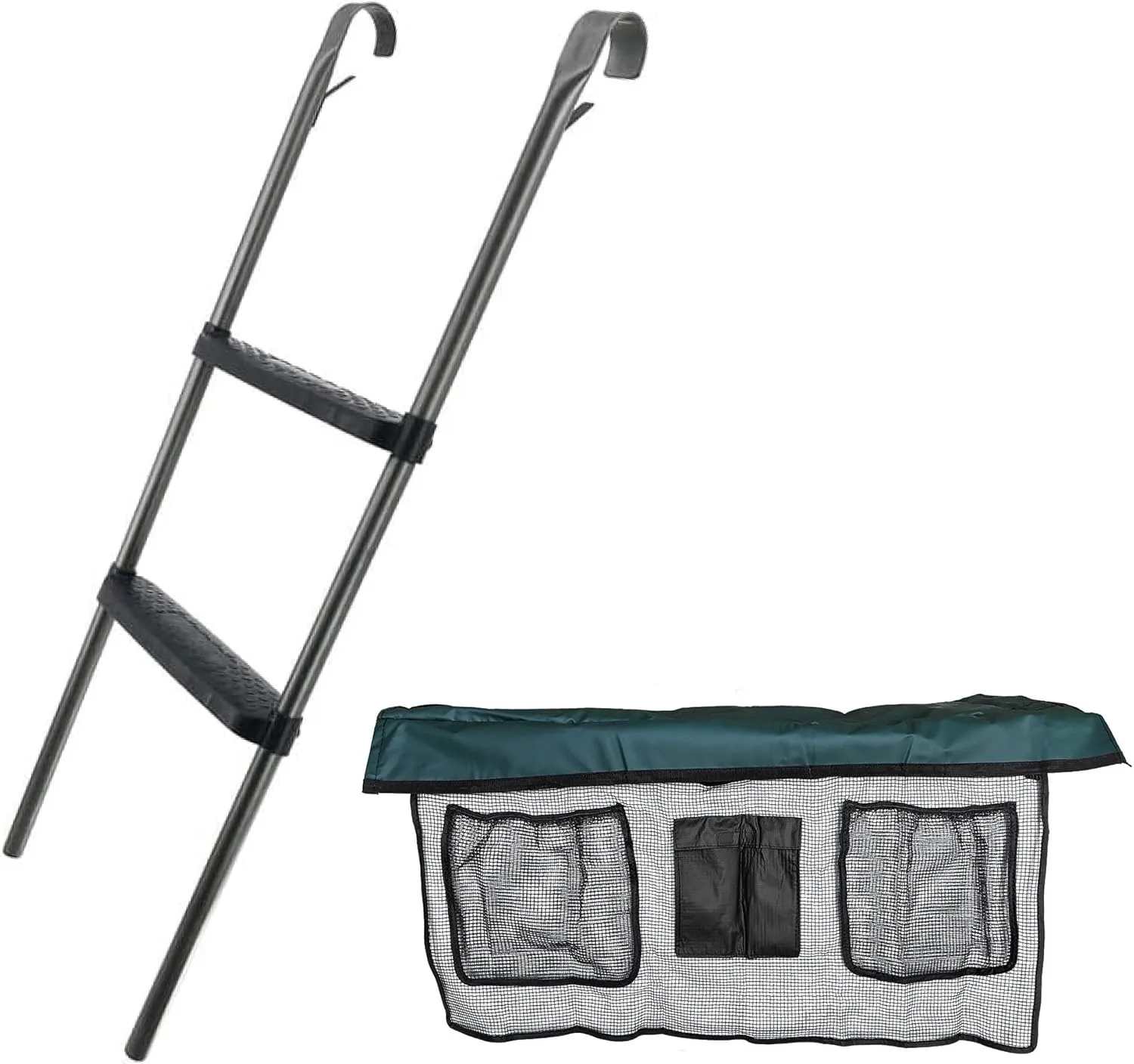 Trampoline Pro Trampoline Ladder 2 Step & 3 Step Heavy Duty Tool Free and a Shoe Bag Option Unique Safety-Latch Design, Trampoline Accessories