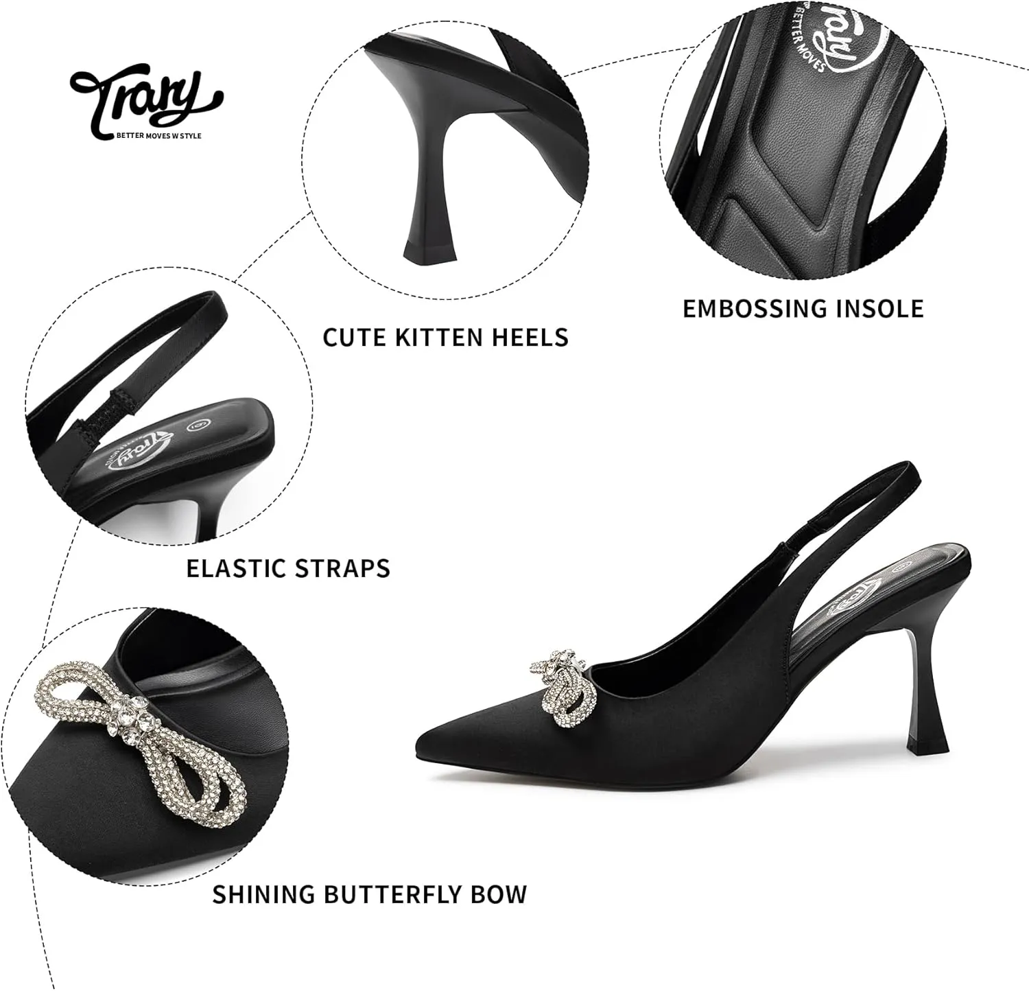 Trary Women's Pumps, Back Heels for Women Closed Toe, Pumps Shoes Women, Kitten Heels for Women, Womens Pumps 3 Inch Heel, Low Heel Womens Heels, Womens Dress Shoes, Short Stiletto Heels, Work Heels