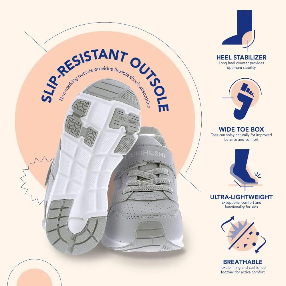 TSUKIHOSHI 3581 Charge BTS Strap-Closure Back-to-School Shoes for Boys and Girls with Wide Toe Box and Slip-Resistant, Non-Marking Outsole - for Kids Ages 1-12