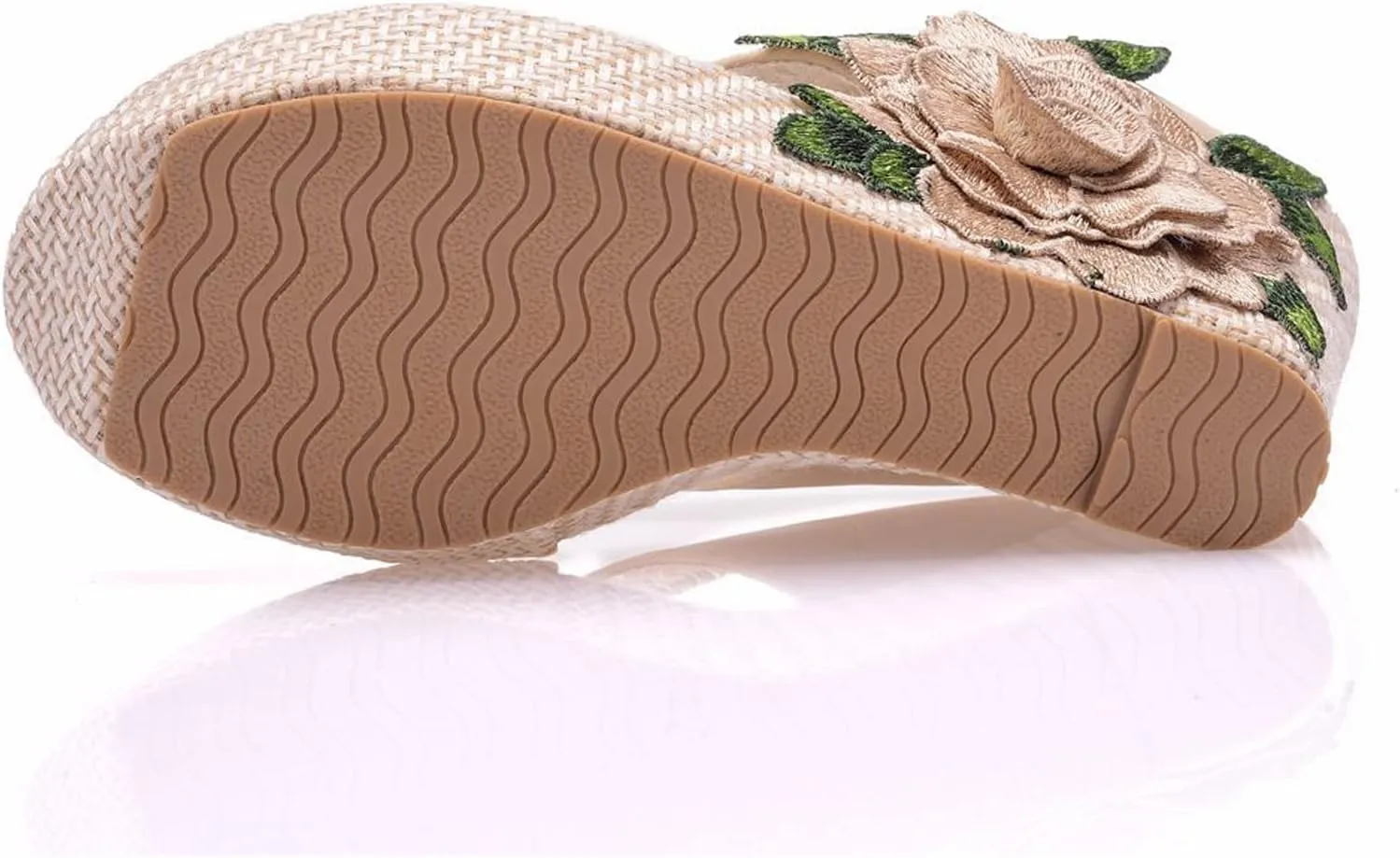 UGOSELEC Women Y2K Flower Platform Wedge Flip Flops,Bohemian Embroidered Flower Arch Support Heeled Flip Flops Beach Sandals Wedge Sandals