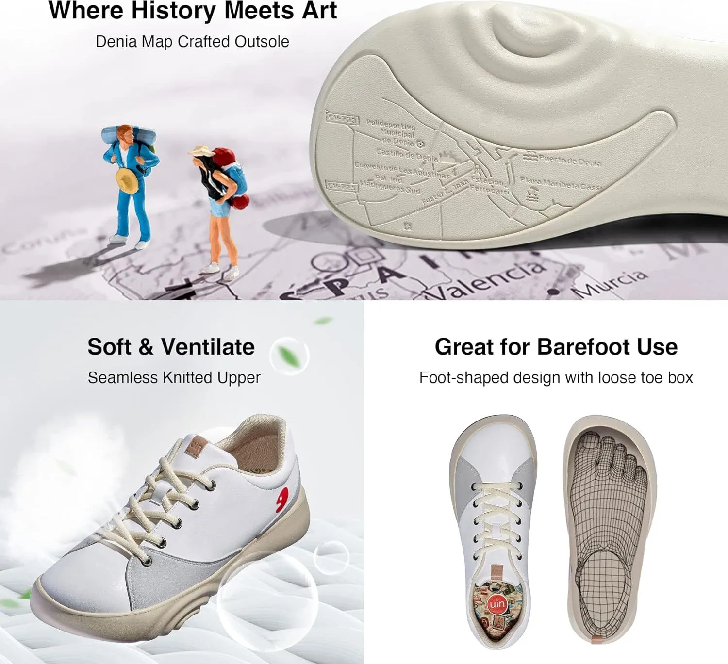 UIN Men's Walking Travel Shoes Casual Lightweight Art Painted Fashion Sneaker Denia Series