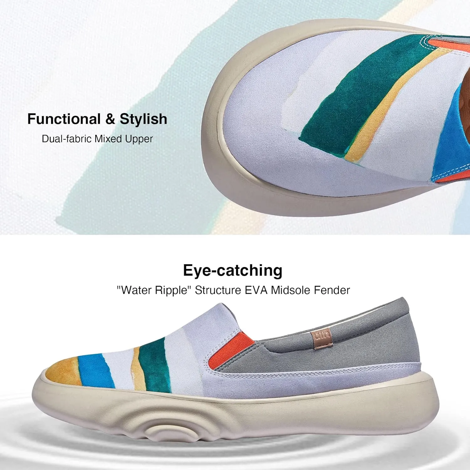 UIN Men's Walking Travel Shoes Casual Lightweight Art Painted Fashion Sneaker Denia Series