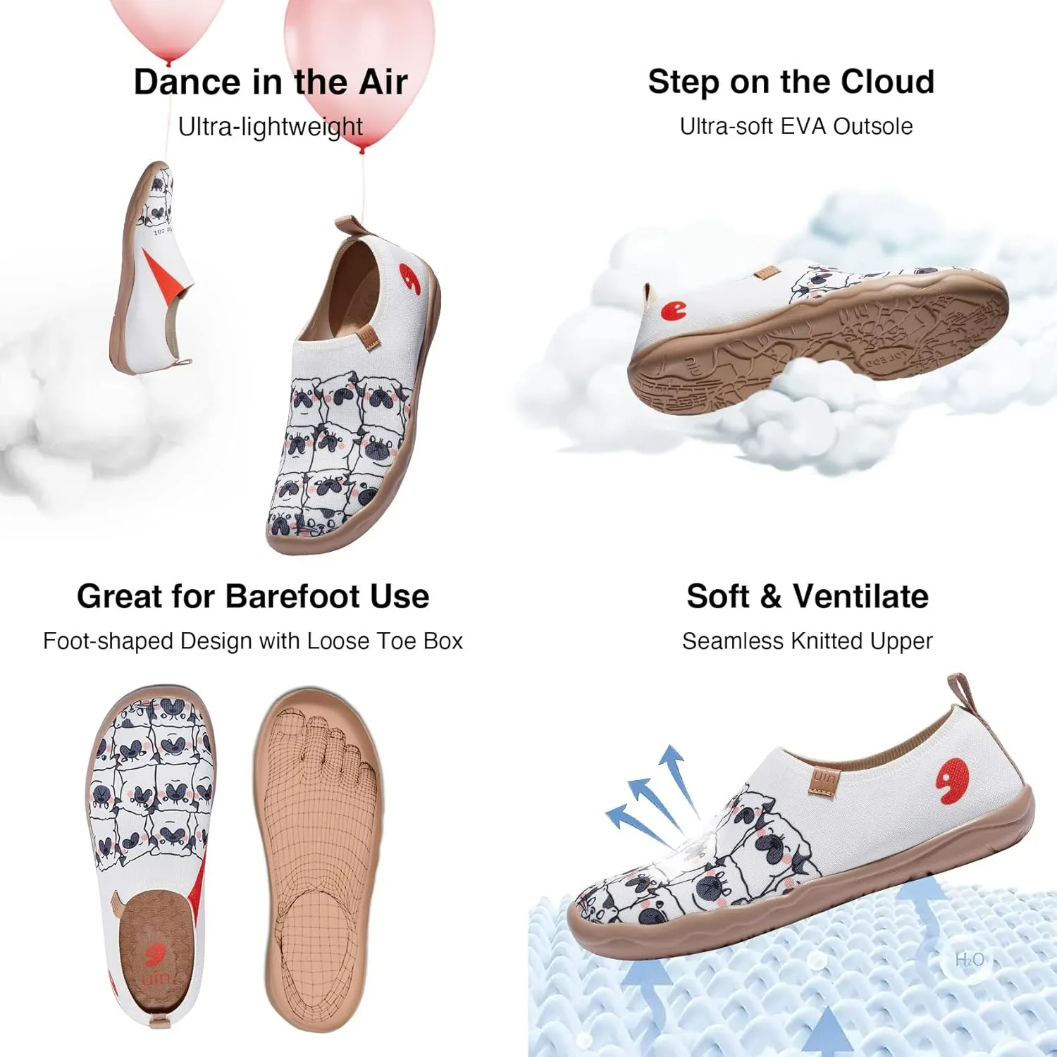 UIN Women's Art Painted Travel Shoes Slip On Casual Knit Loafers Lightweight Comfort Fashion Sneaker Toledo ⅠBirds and Flowers