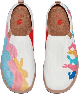 UIN Women's Art Painted Travel Shoes Slip On Casual Knit Loafers Lightweight Comfort Fashion Sneaker Toledo Ⅰ Rabbit Queendom (8.5)