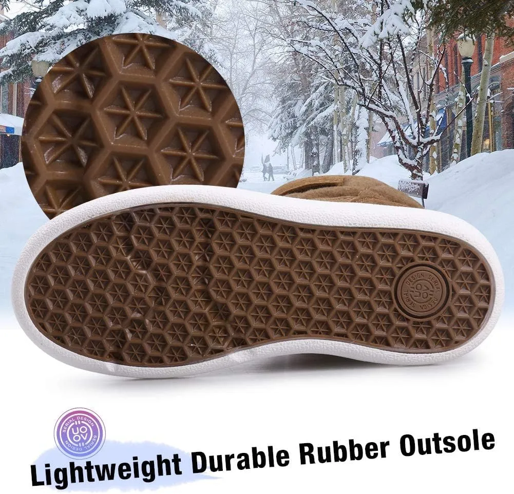 UOVO Boys Snow Boots Winter Waterproof Slip Resistant Fur Lined Outdoor Shoes(Little Kid/Big Kid)