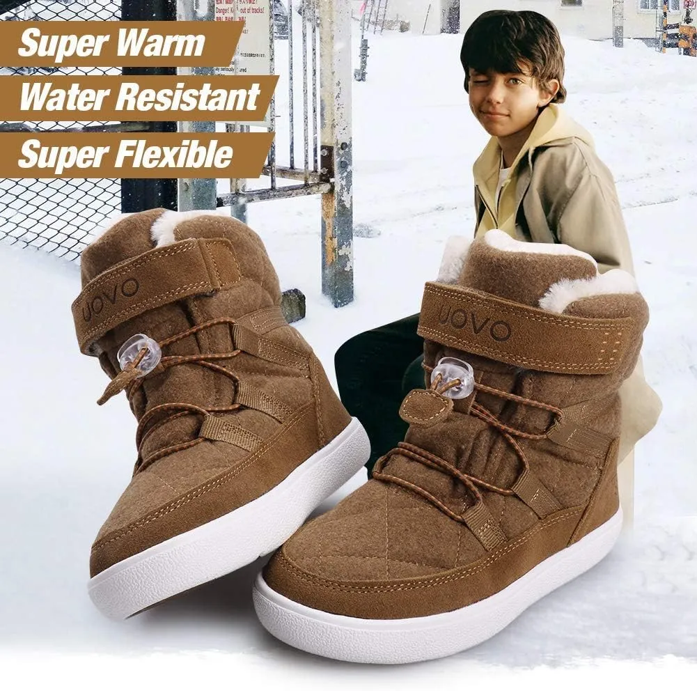 UOVO Boys Snow Boots Winter Waterproof Slip Resistant Fur Lined Outdoor Shoes(Little Kid/Big Kid)