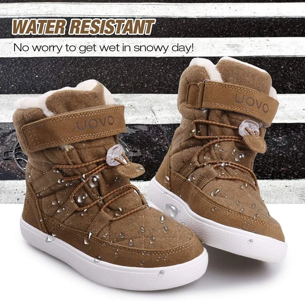 UOVO Boys Snow Boots Winter Waterproof Slip Resistant Fur Lined Outdoor Shoes(Little Kid/Big Kid)