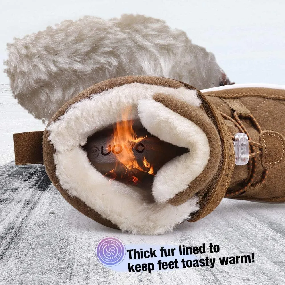 UOVO Boys Snow Boots Winter Waterproof Slip Resistant Fur Lined Outdoor Shoes(Little Kid/Big Kid)