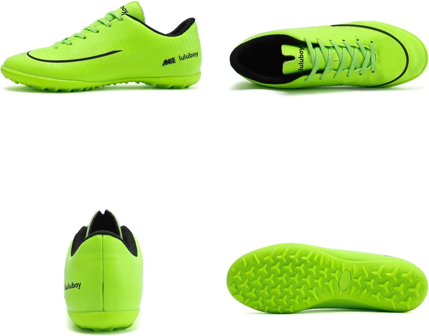 UYO Men's Indoor Soccer Shoes Football Cleats Low-Tops Lace-Up Non-Slip Spikes Sports Athletic Futsal TF Turf Sneaker