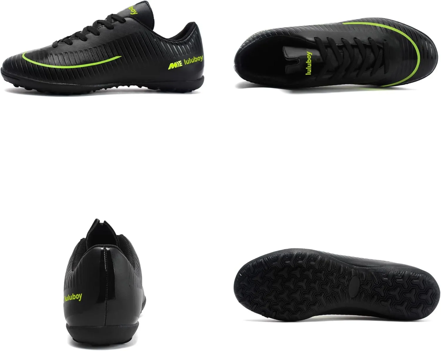 UYO Men's Indoor Soccer Shoes Football Cleats Low-Tops Lace-Up Non-Slip Spikes Sports Athletic Futsal TF Turf Sneaker